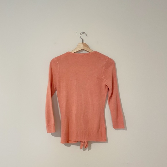 New York & Company • Peach Ruffle V Neck Sweater - Picture 5 of 5